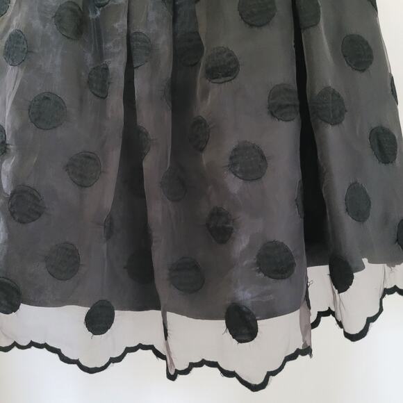 VTG Betsey Johnson Black Strapless Fit & Flare Dress Tulle Polka Dot Size 10 Y2K - Picture 4 of 11